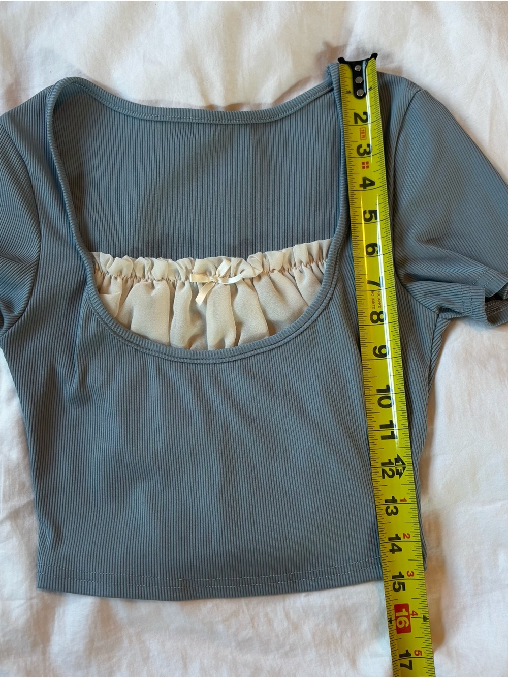 Women's Size S Crop Top Ribbed Peasant Coquette Feminine Milkmaid Cottage Fairy - Picture 6 of 6